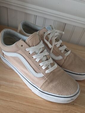 Vans Skater Shoes Tan+White Mens 7 Womens 8.5